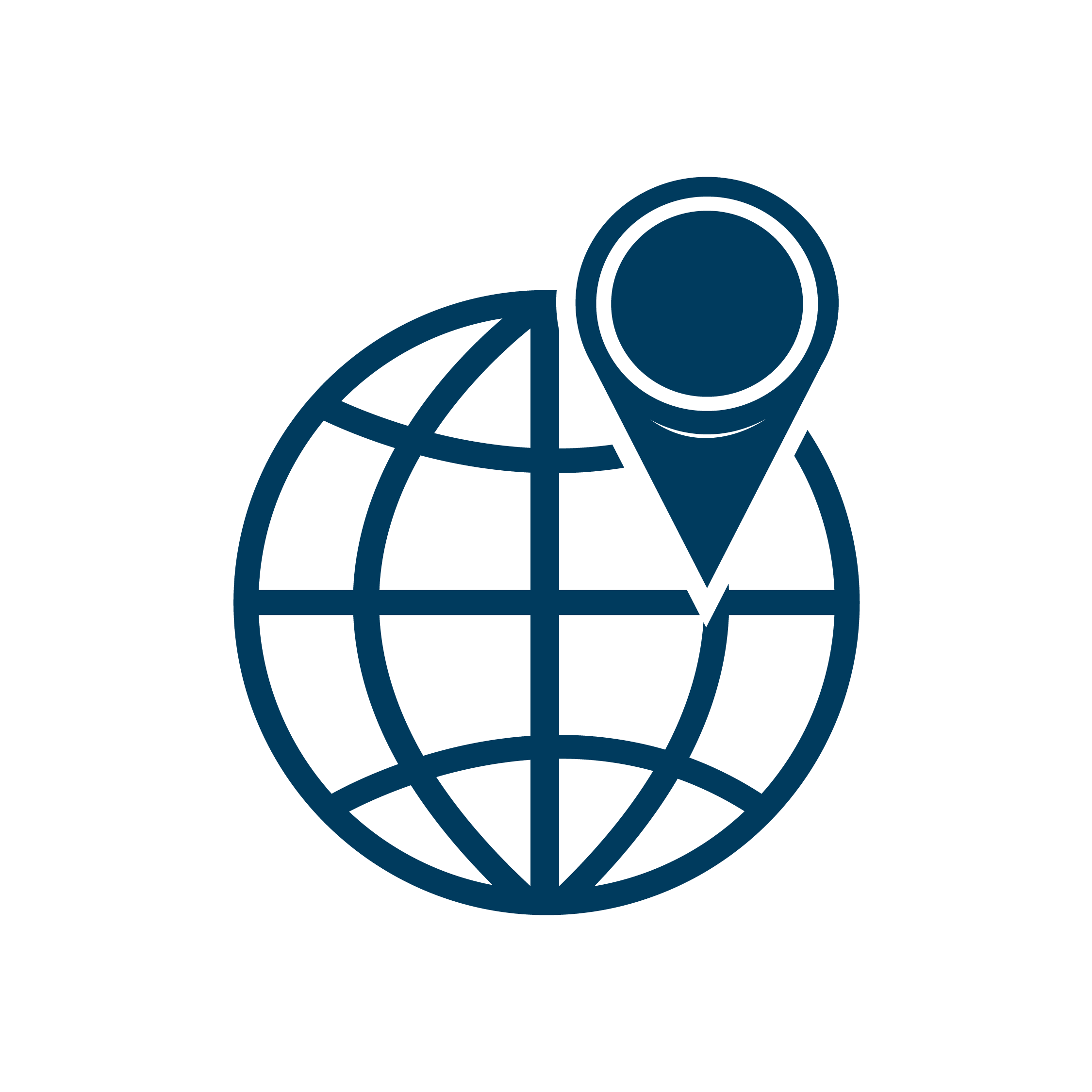 Graphic of a globe with a GPS marker