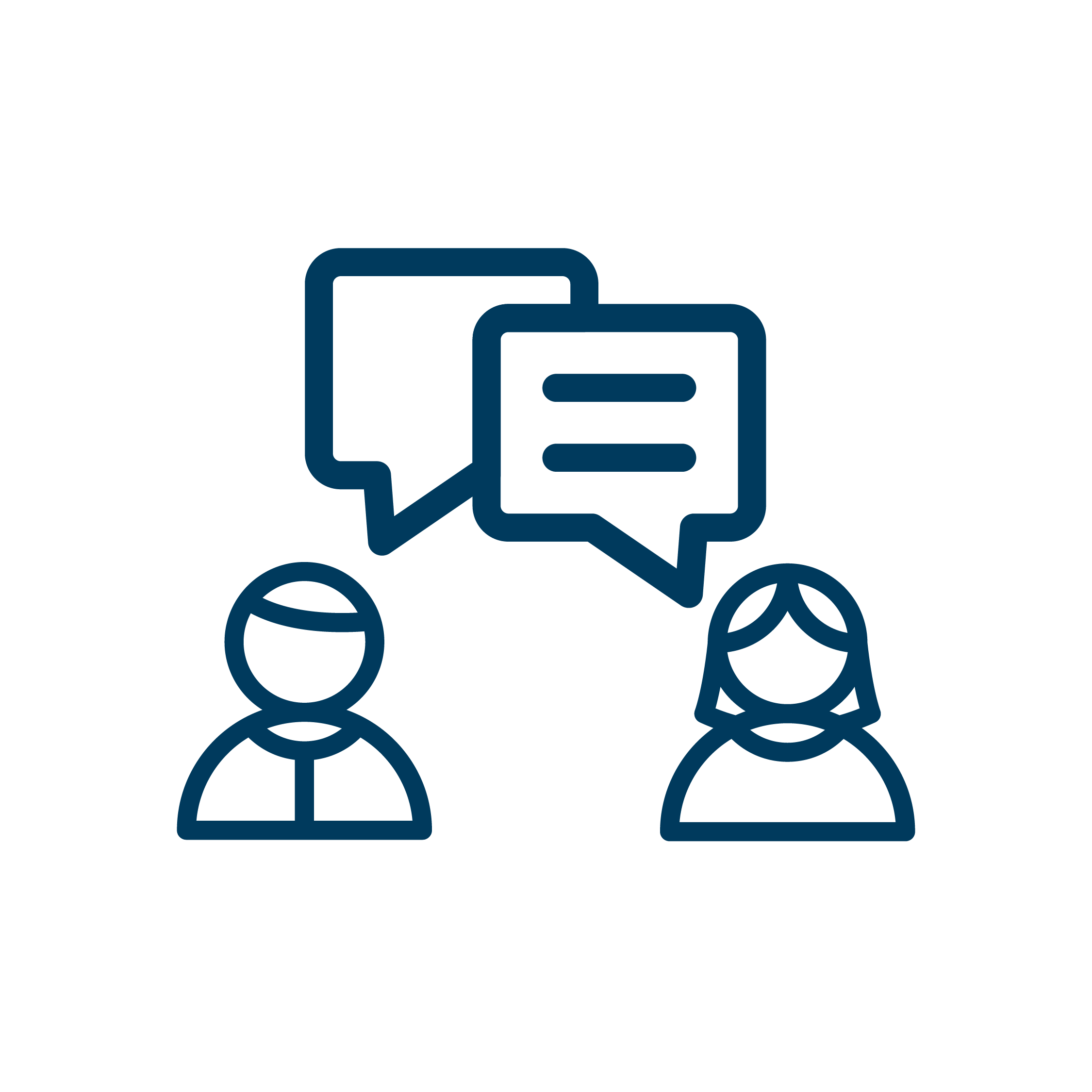 Illustration of two outlined people chatting